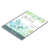 2コリント5:7 – ブルーグリーンフローラ信仰祈りの言葉 ノートブック (左側)