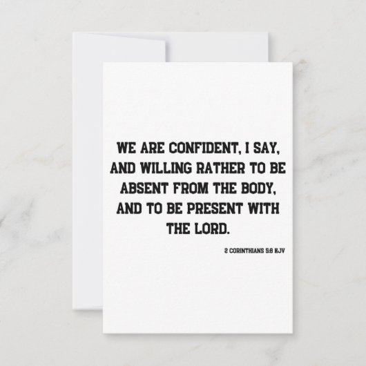2コリント5:8 KJV聖書の聖なる書物、 経典挨拶 カード (正面)