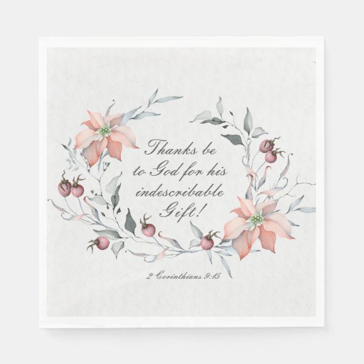 2コリント9:15感謝してい神のクリスマスへ スタンダードランチョンナプキン (正面)