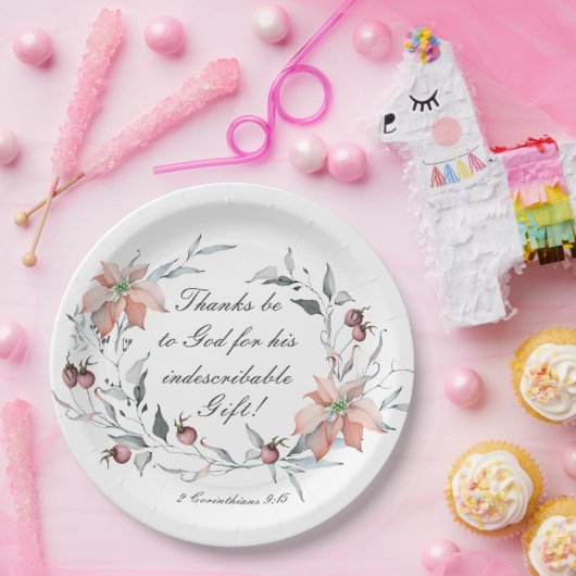 2コリント9:15感謝してい神のクリスマスへ ペーパープレート (パーティー)