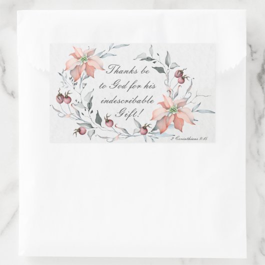 2コリント9:15感謝してい神のクリスマスへ 長方形シール (バッグ)