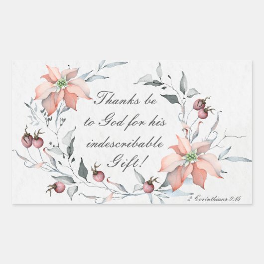 2コリント9:15感謝してい神のクリスマスへ 長方形シール (正面)