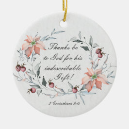 2コリント9:15感謝してい神へ、クリスマス セラミックオーナメント