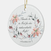 2コリント9:15感謝してい神へ、クリスマス セラミックオーナメント (左)