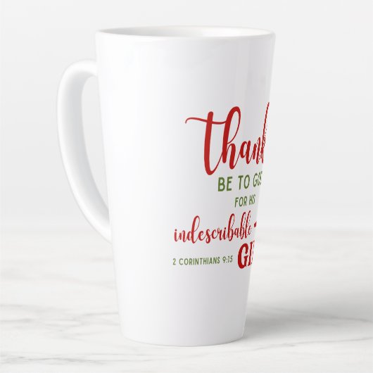 2コリント9:15神感謝していの聖なる書物、 経典へ カフェラテマグ (左アングル)