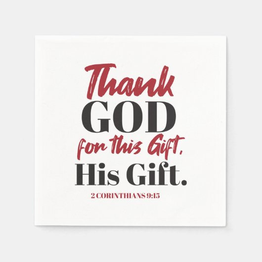 2コリント9:15聖書の聖句デザインI スタンダードカクテルナプキン (正面)