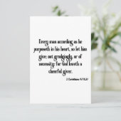 2コリント9:7聖書の聖なる書物、 経典フラット挨拶 カード (スタンド正面)