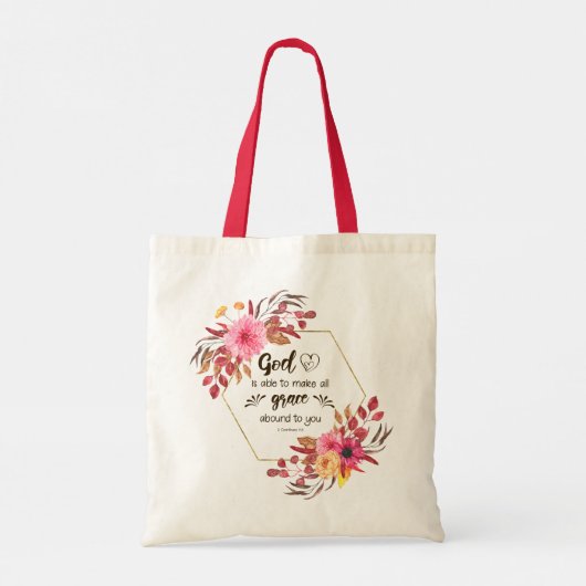 2コリント9:8神は恵みを得ることができる トートバッグ (裏面)