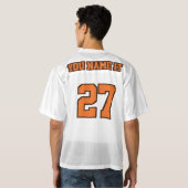 2サイドオレンジブラウンホワイトメンズサッカージャージー メンズフットボールジャージー (裏面フル)