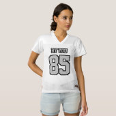 2サイドシルバーグレイ白黒ウーメンズスポーツジャージー レディースフットボールジャージー (正面フル)