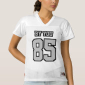 2サイドシルバーグレイ白黒ウーメンズスポーツジャージー レディースフットボールジャージー (正面)