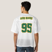 2サイドダークグリーン金ゴールドホワイトメンズフットボールジャージー メンズフットボールジャージー (裏面フル)