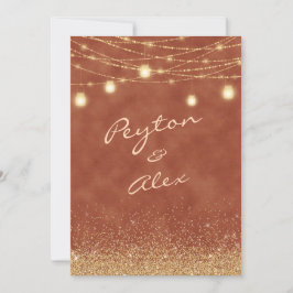 2サイドテラコッタ金ゴールドグリッター結婚ズ 招待状