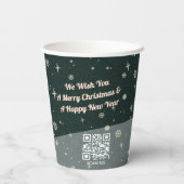 2サイドビジネスロゴとQRコードグリーンクリスマス 紙コップ (裏面)