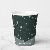 2サイドビジネスロゴとQRコードグリーンクリスマス 紙コップ (左)