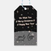 2サイドビジネスロゴとQRコードブラッククリスマス ギフトタグ (正面)