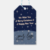 2サイドビジネスロゴとQRコードブルークリスマス ギフトタグ (正面)