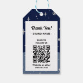 2サイドビジネスロゴとQRコードブルークリスマス ギフトタグ (裏面)