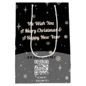 2サイドビジネスロゴQRコードネームChristmas Mediu ミディアムペーパーバッグ (裏面)