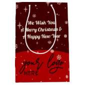 2サイドビジネスロゴQRコードネームChristmas Mediu ミディアムペーパーバッグ (正面)