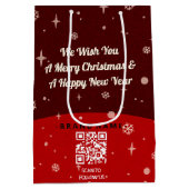 2サイドビジネスロゴQRコードネームChristmas Mediu ミディアムペーパーバッグ (裏面)