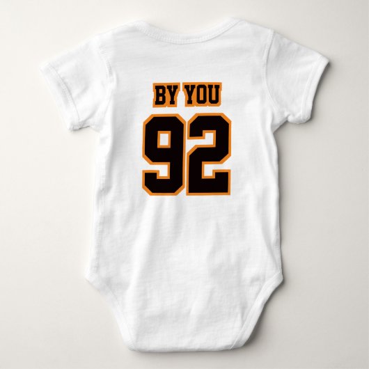 2サイドホワイトブラックオレンジボディースートサッカージャージー ベビーボディスーツ (裏面)