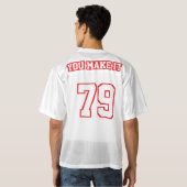 2サイドレッドホワイトメンズフットボールジャージー メンズフットボールジャージー (裏面フル)