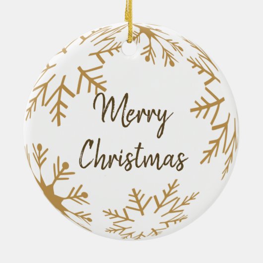 2サイドロゴ&メリークリスマス金ゴールドビジネスボール セラミックオーナメント (裏面)