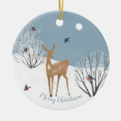 2サイドワイルダネス – 鹿鳥 – アンティークホームキツネ セラミックオーナメント (正面)