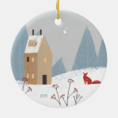 2サイドワイルダネス – 鹿鳥 – アンティークホームキツネ セラミックオーナメント (裏面)