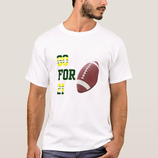 2サッカーチームのカラーグリーンと金ゴールド Tシャツ (正面)