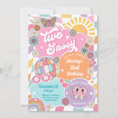 2サッシグルーヴィーレトロ名門私立校風のバーシティ誕生日 招待状 (正面)