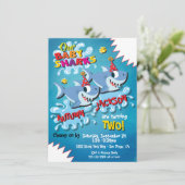 2サメベビー誕生日パーティーの招待 招待状 (スタンド正面)