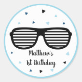 2サングラスクールボーイセカンド誕生日 ラウンドシール (正面)