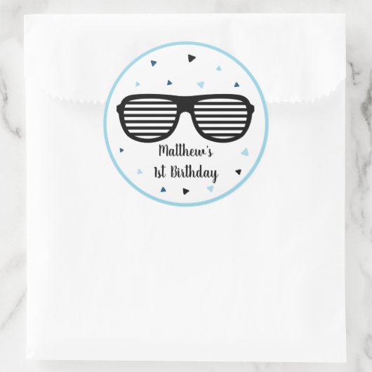 2サングラスクールボーイセカンド誕生日 ラウンドシール (バッグ)