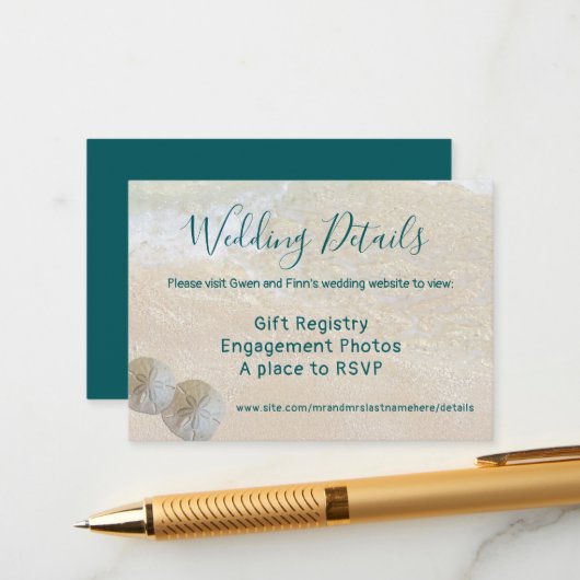 2サンドドルビーチ結婚式詳細100カード エンクロージャーカード (正面/裏面インサイチュ)