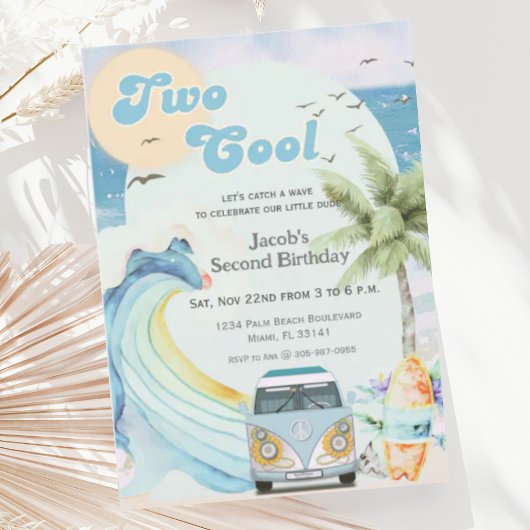 2サーフクールビーチレトロサーフィン第2誕生日 招待状