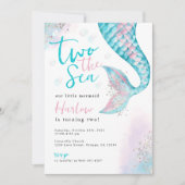 2ザシーウォーターカラーマーメイド誕生日招待状 案内状 (正面)