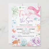 2ザシーキュート海動物誕生日招待状 招待状 (正面)