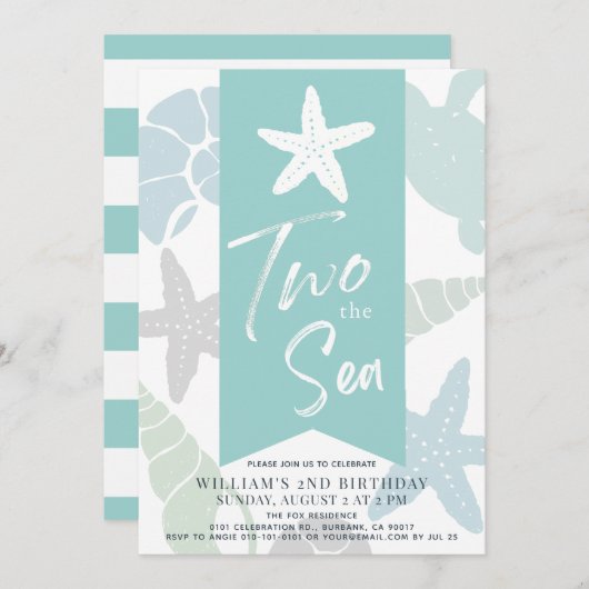 2ザシーヒトデターコイズ2nd誕生日 招待状 (正面/裏面)