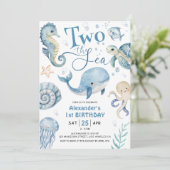 2ザシーボーイ海2ndバースデーブルーかわいい 招待状 (スタンド正面)
