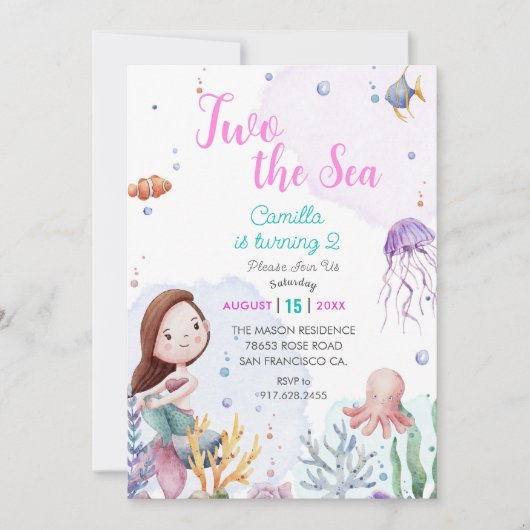 2ザシーマーメイドガール2nd誕生日パーティー 招待状 (正面)