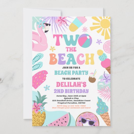 2ザビーチ夏2回目の誕生日ビーチパーティー 招待状 (正面)