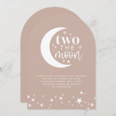 2ザムーンアーチ赤面ピンク誕生日招待状 招待状 (正面/裏面)