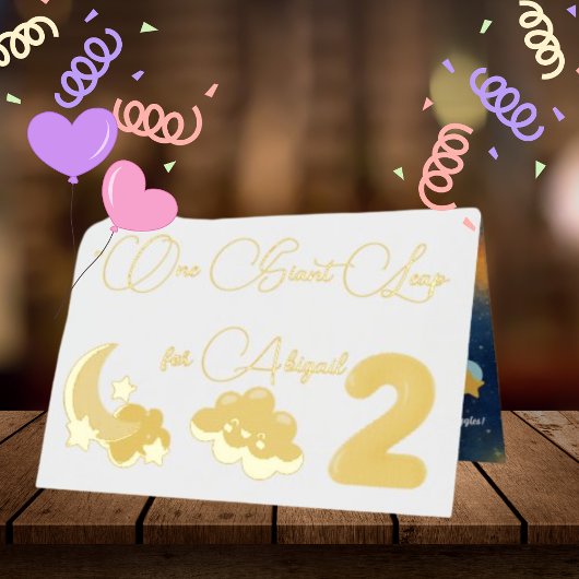 2ザムーンフォト子供の誕生日ホイルグリーティングカー 箔グリーティングカード