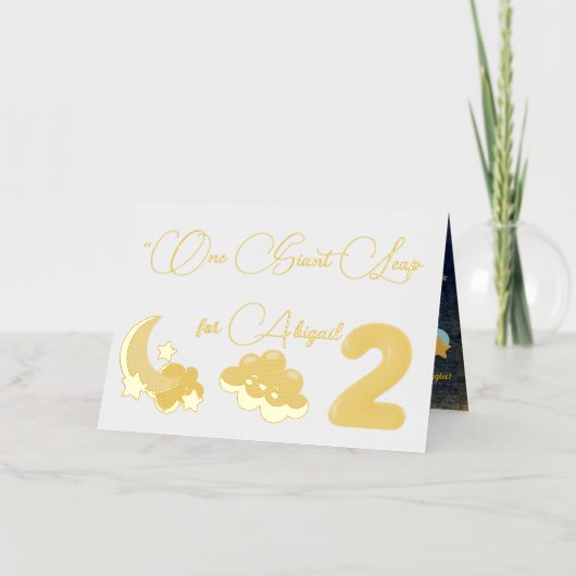 2ザムーンフォト子供の誕生日ホイルグリーティングカー 箔グリーティングカード (正面)