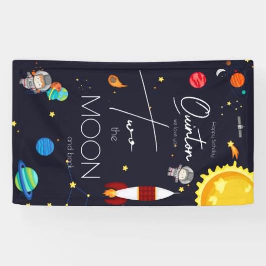 2ザムーン宇宙テーマ2nd誕生日パーティー 横断幕 (横)