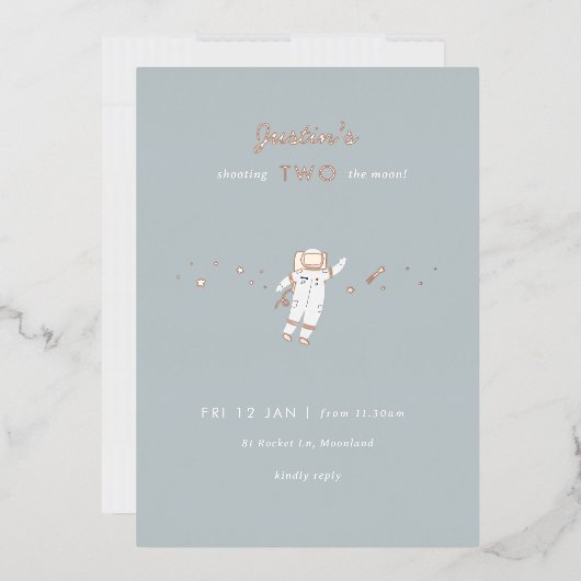 2ザムーン宇宙パーティーフォイル2nd誕生日招待状 箔招待状 (封筒)