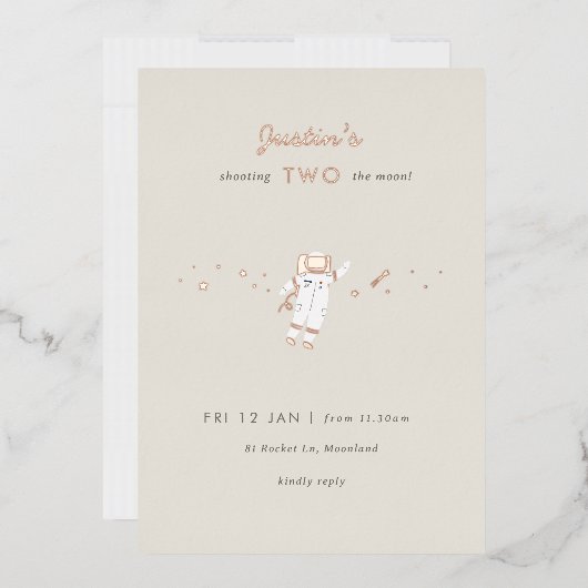 2ザムーン宇宙パーティーフォイル2nd誕生日招待状 箔招待状 (封筒)