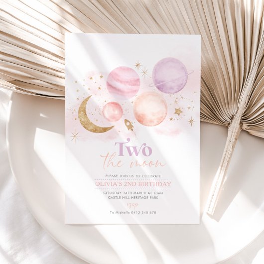 2ザムーン2nd誕生日招待状ガール宇宙 招待状